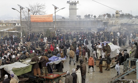 More than 2,000 Afghans protested Tuesday. 