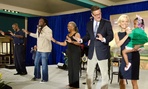 Art Monk National Football League Hall of Famer, La Var Arrington, three time Pro-Bowler, Audrey Rowe, Administrator, Food Nutrition Service, Joe Scarborough and Mika Brzezinski celebrate the Agriculture Department's 150 year anniversary. Art Monk National Football League Hall of Famer, La Var Arrington, three time Pro-Bowler, Audrey Rowe, Administrator, Food Nutrition Service, Joe Scarborough and Mika Brzezinski celebrate the Agriculture Department's 150 year anniversary.