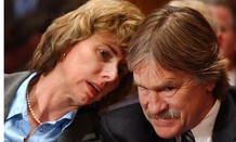 Robert Loux listens to NRC nominee Allison MacFarlane at a hearing in 2006.