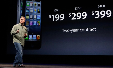 Phil Schiller, Apple's senior vice president of worldwide marketing, speaks on stage during an introduction of the new iPhone 5. 