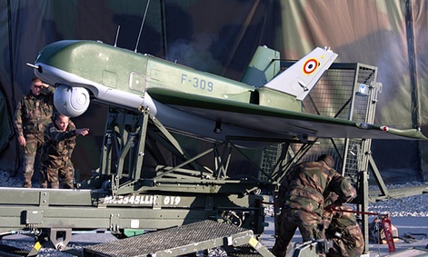 French soldiers prepare to launch an unmanned observation drone in 2009. 