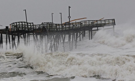 Waves crash in North Carolina as Sandy hits the East Coast.