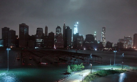 Much of New York lost power Monday evening during the storm.