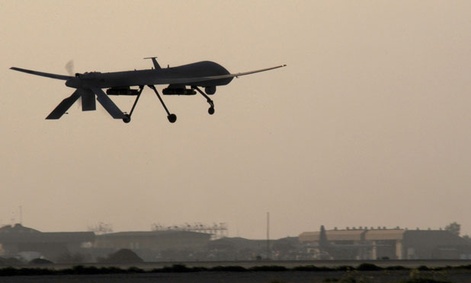 A Predator takes off from Joint Base Balad in Iraq.