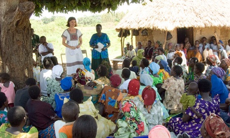 Peace Corps volunteer Megan Chandler worked with a women's cooperative in Uganda from 2003 to 2006 on health education.