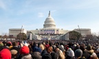 January 20, 2009: A crowd of warmly dressed onlookers attends the 2009 inauguration of President Barack Obama.
