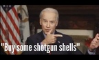 Vice President Joe Biden signals during a Google+ hangout on Jan. 24, 2013, that a shotgun in a good way to protect yourself.