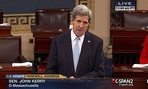 Sen. John Kerry, D-Mass. giving his last speech as senator, Wednesday, Jan. 30, 2013, on the floor of the Senate. (AP Photo/CSPAN2)