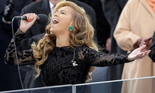 Beyonce sings the national anthem at the ceremonial swearing-in at the U.S. Capitol during the 57th Presidential Inauguration in Washington.