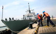 U.S. Navy ship USS Freedom (LCS 1) berths at the Changi Naval Base on Thursday April 18, 2013 in Singapore.