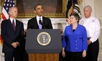 President Obama on Tuesday, accompanied by, from left, Vice President Joe Biden, Homeland Security Secretary Janet Napolitano and FEMA Deputy Administrator Richard Serino