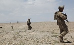 Soldiers conduct a patrol in Ghazni province in 2012.