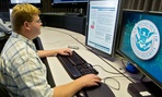 A cyber security analyst works in the "watch and warning center" in Idaho Falls, Idaho in 2011.