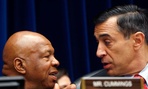 House Oversight and Government Reform Committee Chairman Rep. Darrell Issa, R-Calif., right, talks with the committee's ranking Democrat Rep. Elijah Cummings, D-Md. 