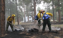 Soldiers from the 1157th Engineer Firefighter Company, Colorado National Guard, smother hot spots near Colorado Springs.