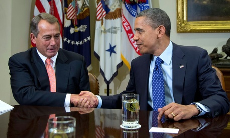 Obama and Boehner met to talk about the economy last November. Obama and Boehner met to talk about the economy last November.