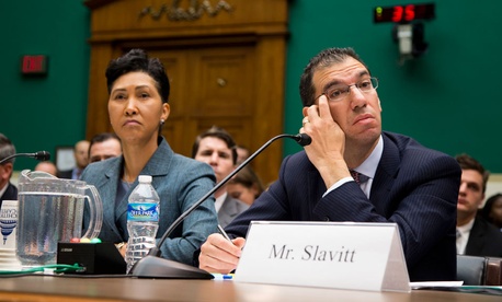 Cheryl Campbell, senior vice president of CGI listens at left as Andy Slavitt, representing QSSI's parent company, testified on Oct. 24 Cheryl Campbell, senior vice president of CGI listens at left as Andy Slavitt, representing QSSI's parent company, testified on Oct. 24