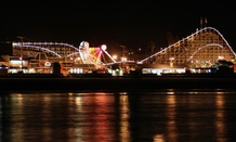 The Santa Cruz Boardwalk as seen at night.