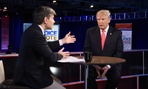 George Stephanopoulos interviews Republican presidential candidate Donald Trump after the Feb. 6 presidential debate. 