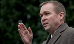Budget Director Mick Mulvaney speaks outside the West Wing of the White House on Monday.