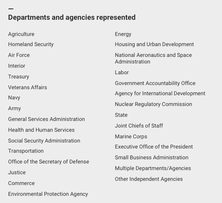 Departments and agencies represented