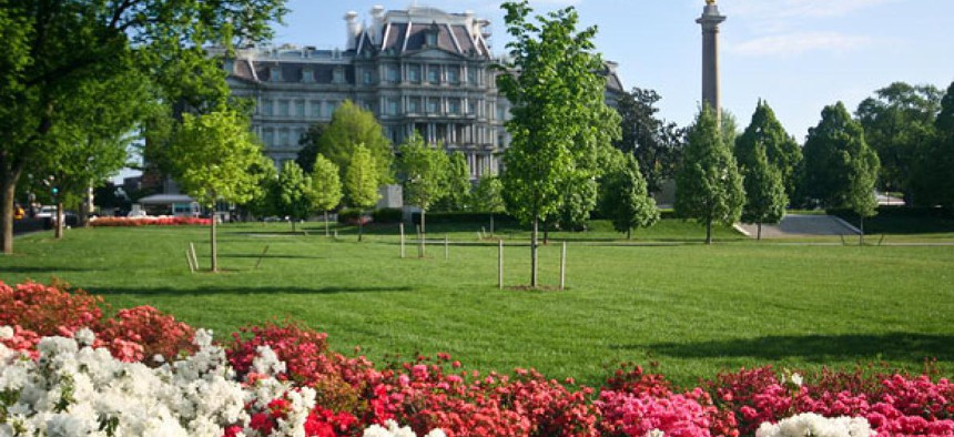 Maintenance costs for federal buildings, including the Eisenhower Executive Office Building, include landscaping.