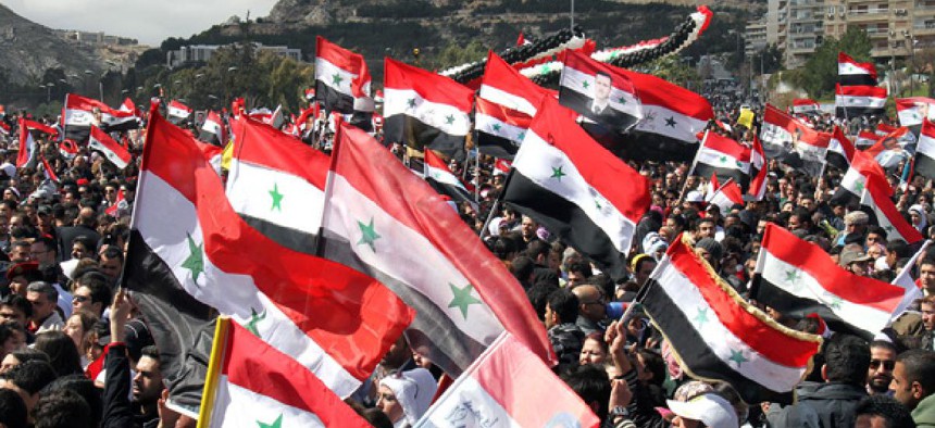 Protests continued in Damascus this week.