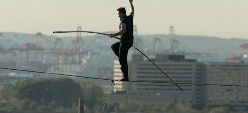 A Wallenda brother walks the tightrope.