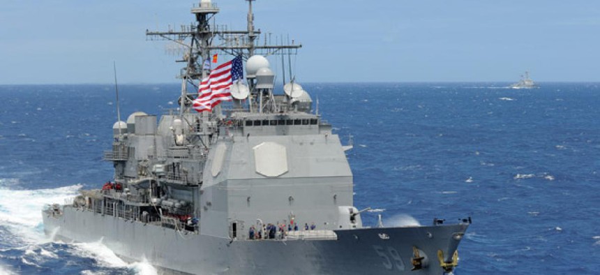 The Navy's USS Princeton uses a 50-50 blend of advanced biofuel and traditional petroleum-based fuel.