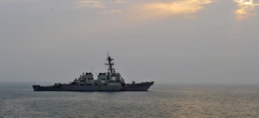 The guided-missile destroyer USS Porter is shown after the incident.