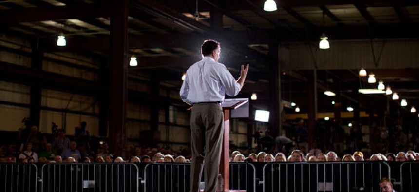 Mitt Romney speaks at a campaign stop Aug. 22, 2012 in Bettendorf, Iowa. 