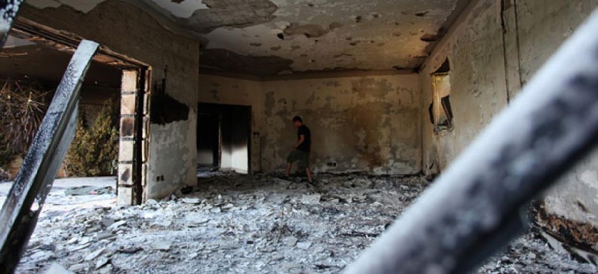 The inside of the U.S. Consulate in Benghazi was burned in the attack.
