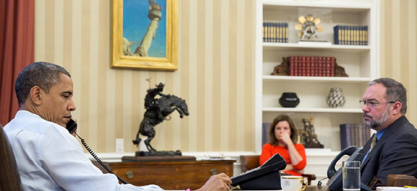 President Obama meets with FEMA Administrator Craig Fugate on Oct. 26