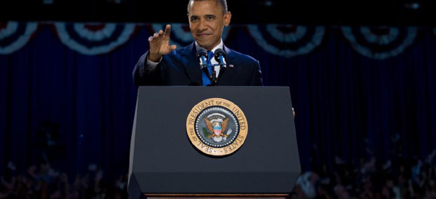 Barack Obama spoke in Chicago after he won reelection Tuesday evening.