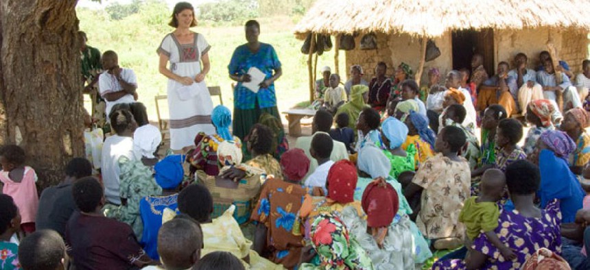 Peace Corps volunteer Megan Chandler worked with a women’s cooperative in Uganda from 2003 to 2006 on health education.