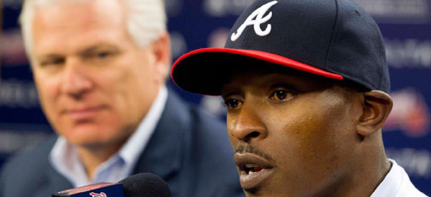 B.J. Upton, right, signed a free agent deal with the Atlanta Braves last week.