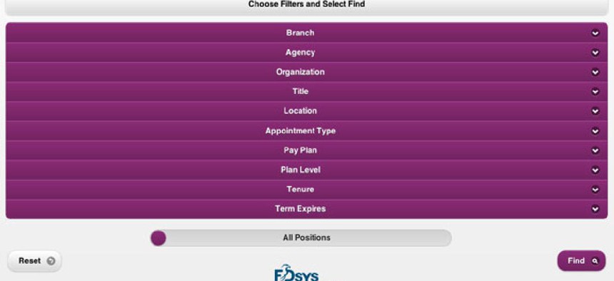 The Plum Book web app is searchable and mobile-native.