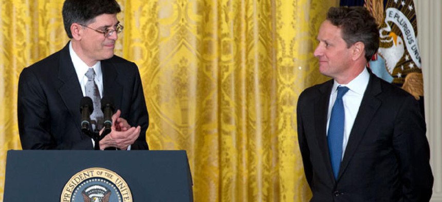 Obama has nominated Jacob Lew, left, to replace Timothy Geithner at Treasury.