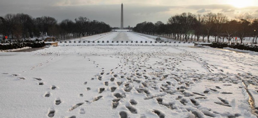 January snow is a regular occurrence, such as in 2011, when footprints were evident  after a storm.