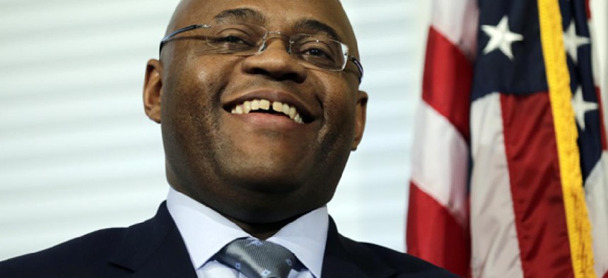 William "Mo" Cowan during a news conference where he was named interim U.S. Senator for the seat vacated with the resignation of U.S. Sen. John Kerry, D-Mass.