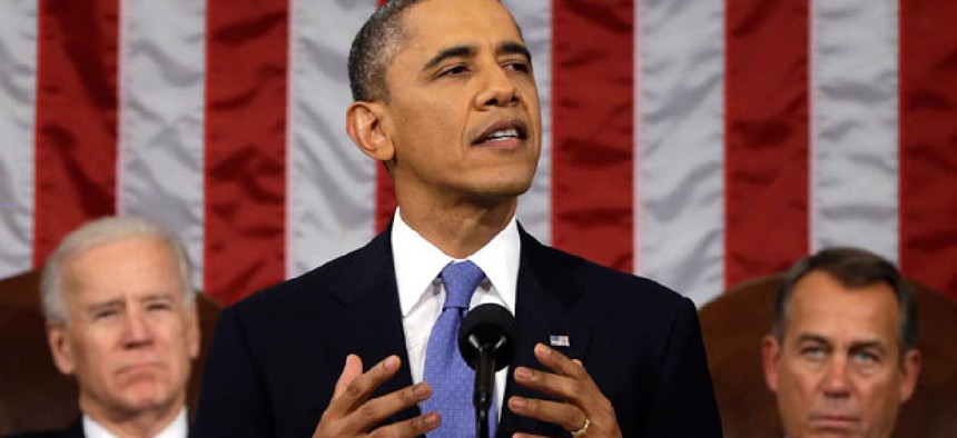 President Obama delivering his 2013 State of the Union address.