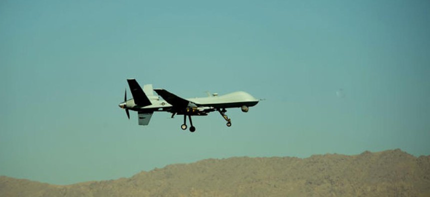 A U.S. Air Force MQ-9 Reaper flies near Kandahar in 2009.