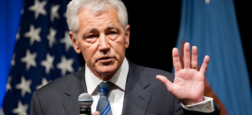 New Defense Secretary Chuck Hagel speaks to service members and civilian employees at the Pentagon.