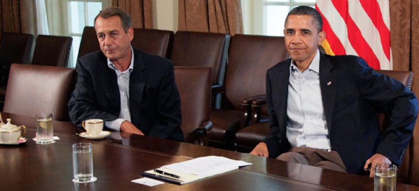 Obama and Boehner met in 2011 to discuss the debt in the White House's Cabinet Room.