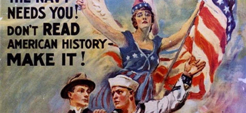 World War I recruiting posters often used Columbia as a symbol.