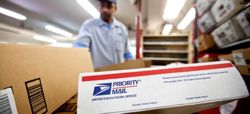Packages wait to be sorted in a Post Office 