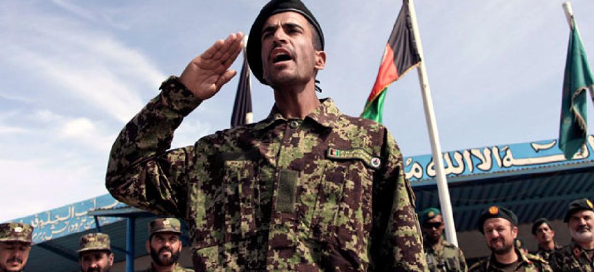 A graduate gestures during a graduation ceremony in Herat, Afghanistan in April.