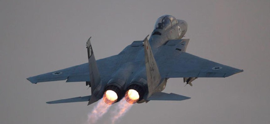 An Israeli air force F-15 fighter plane takes off in central Israel.