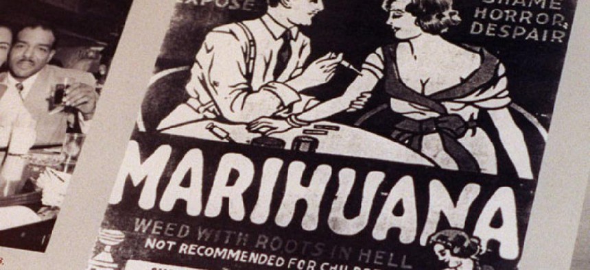 A 1930s anti-marijuana movie poster from part of an exhibit at the DEA museum. 