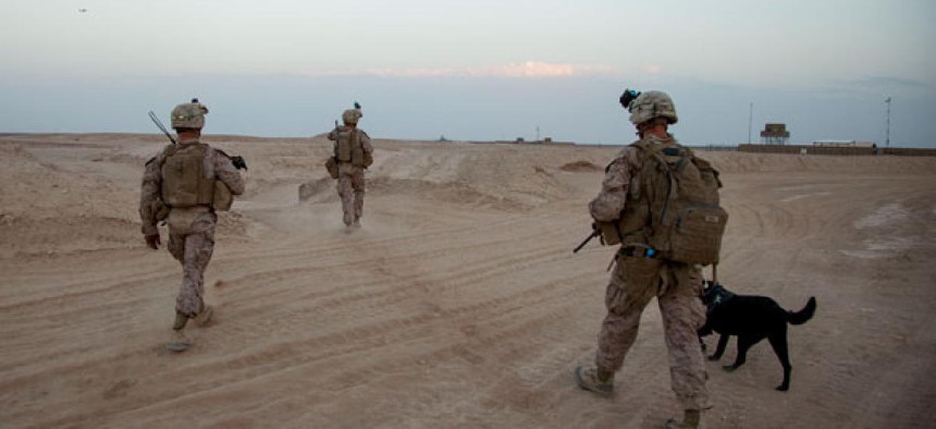 Marines conduct a training at Camp Leatherneck in Afghanistan.